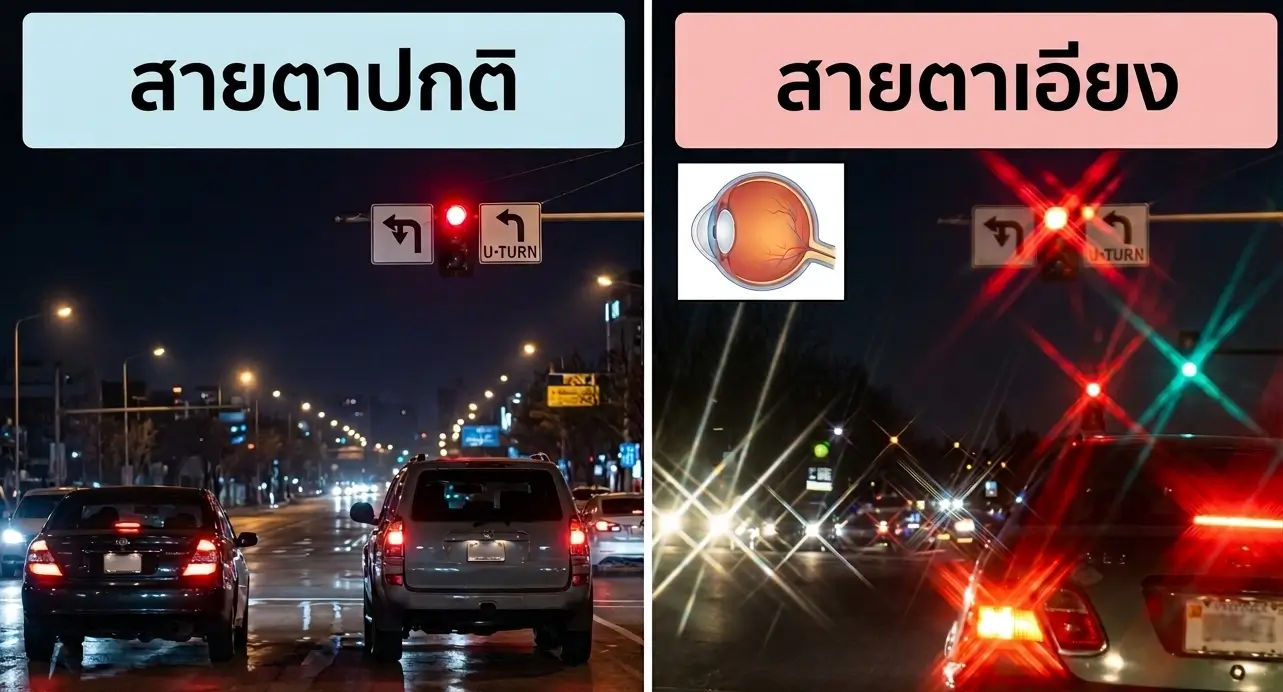 เปรียบเทียบสายตาปกติเเละสายตาเอียง